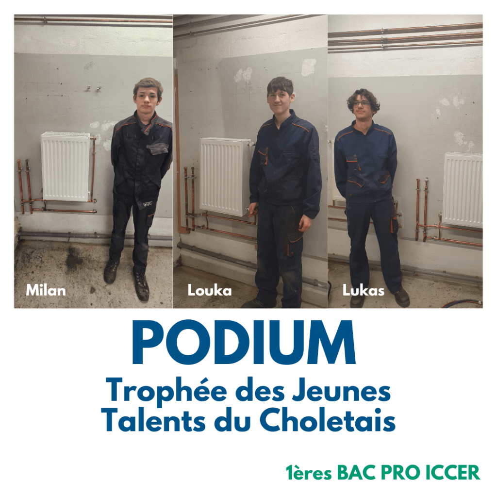 podium trophee des jeunes talents du choletais 2025 dom sortais bac pro iccer